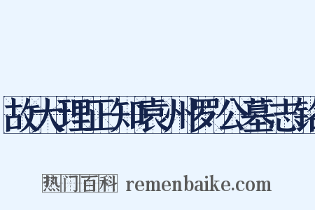 故大理正知袁州罗公墓志铭是什么意思的图片